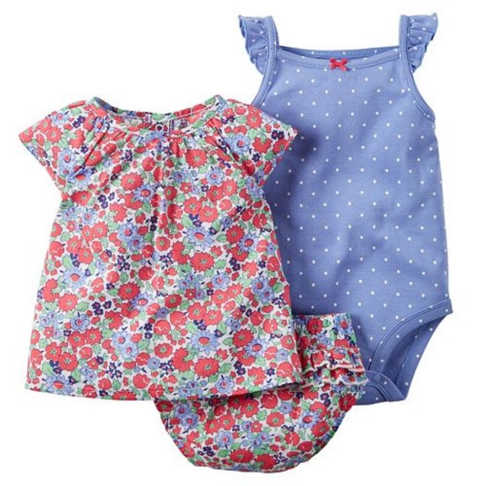 New Carter's Set 3pc Dress onesie flowers baby